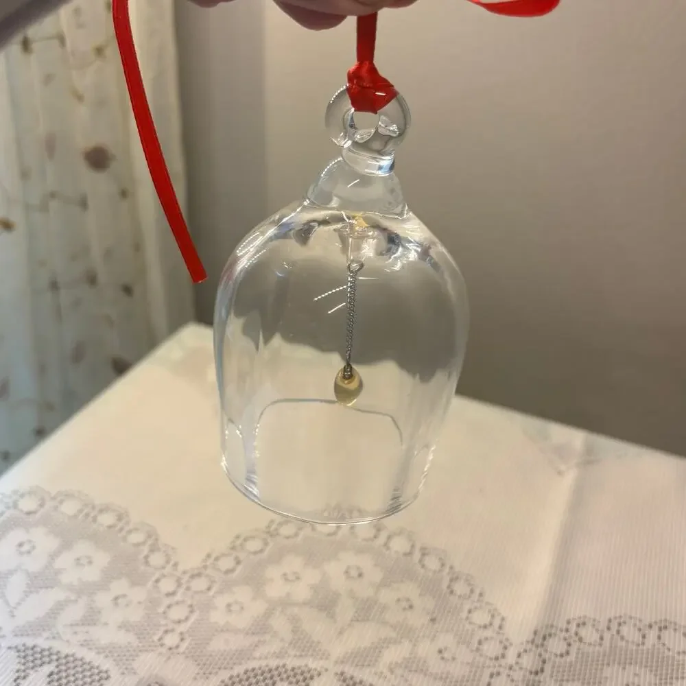 Rosenthal Classic Crystal Christmas Bell Ornament Read Ribbon Germany Holiday